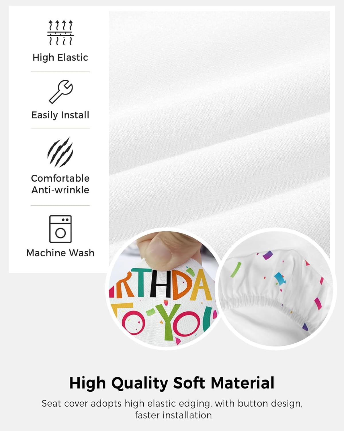 Office Chair Cover - Happy Birthday to You Decoration, Stretch Elastic Universal Cover for Desk Task Chair (1pcs)