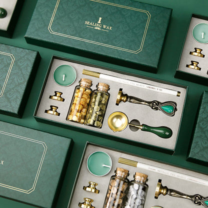 Joyeee Wax Seal Kit with Gift Box, Vintage Removable Brass Thank You, Elk and Letter M Wax Seal Stamp Head, Wax Beads, Metal Handle etc, Suit for Gift, Craft, Cards Envelopes, Medieval Classic