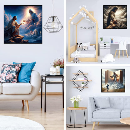 Zythron 3PCS Diamond Art Kits for Adults Jesus Diamond Painting Religion Diamonds Art DIY 5D Full Drill Gem Art Jesus Christ Painting Kit for Home Wall Decor Gifts 12x12 in