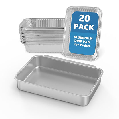 SafBbcue 93305 Grease Catch Pan for Weber Spirit e-310/210/220/320/330 Genesis II e-310 e-315 e-325 e-330 e-335 Grill Grease Tray with 20 Pack Disposable Drip Liners, Replacement Part for Weber#83156