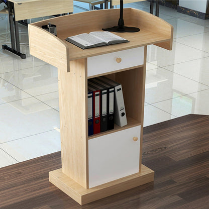 TGBHM Wedding Speech Podium Stand for Lectern Presentation Church Classroom Pulpit with Wooden Heavy Base Podium for Lecture,Oak