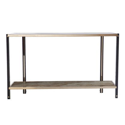 SEI Furniture - Thornsett Console Table with Mirrored Top - Transitional Design, Champagne Glass and Wood - Ideal for Entryway, Living Room (CK1131203)