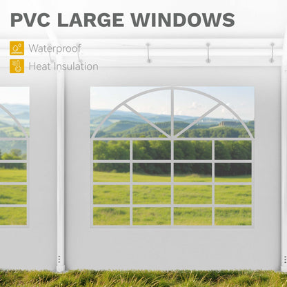 DWVO 20x30FT Heavy Duty Party PVC White Tent Wedding Event Shelters Upgraded Galvanized Ripple Canopy with Large Roof Removable Sidewalls & 2 Storage Bags