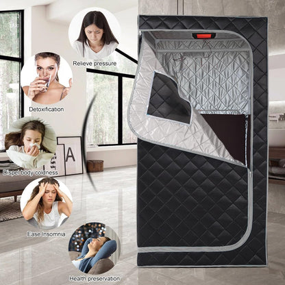 Smartmak Portable Infrared Sauna Box with 660nm Red Light Therapy Lamp for Home, Personal Indoor Full Body Dry Sauna Spa Tent, Relax Saunas with 6 Heaters, Heated Foot Pad, Remote, Chair, Greyborder