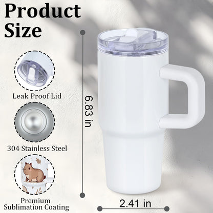 Tswofia 4 Pack 14 Oz Sublimation Tumblers Bulk for Kids with Handle & Splash Proof Detachable Flip Straw Lid, Kids 14 Oz Stainless Steel Double Insulated Sublimation Tumbler Blanks (White)
