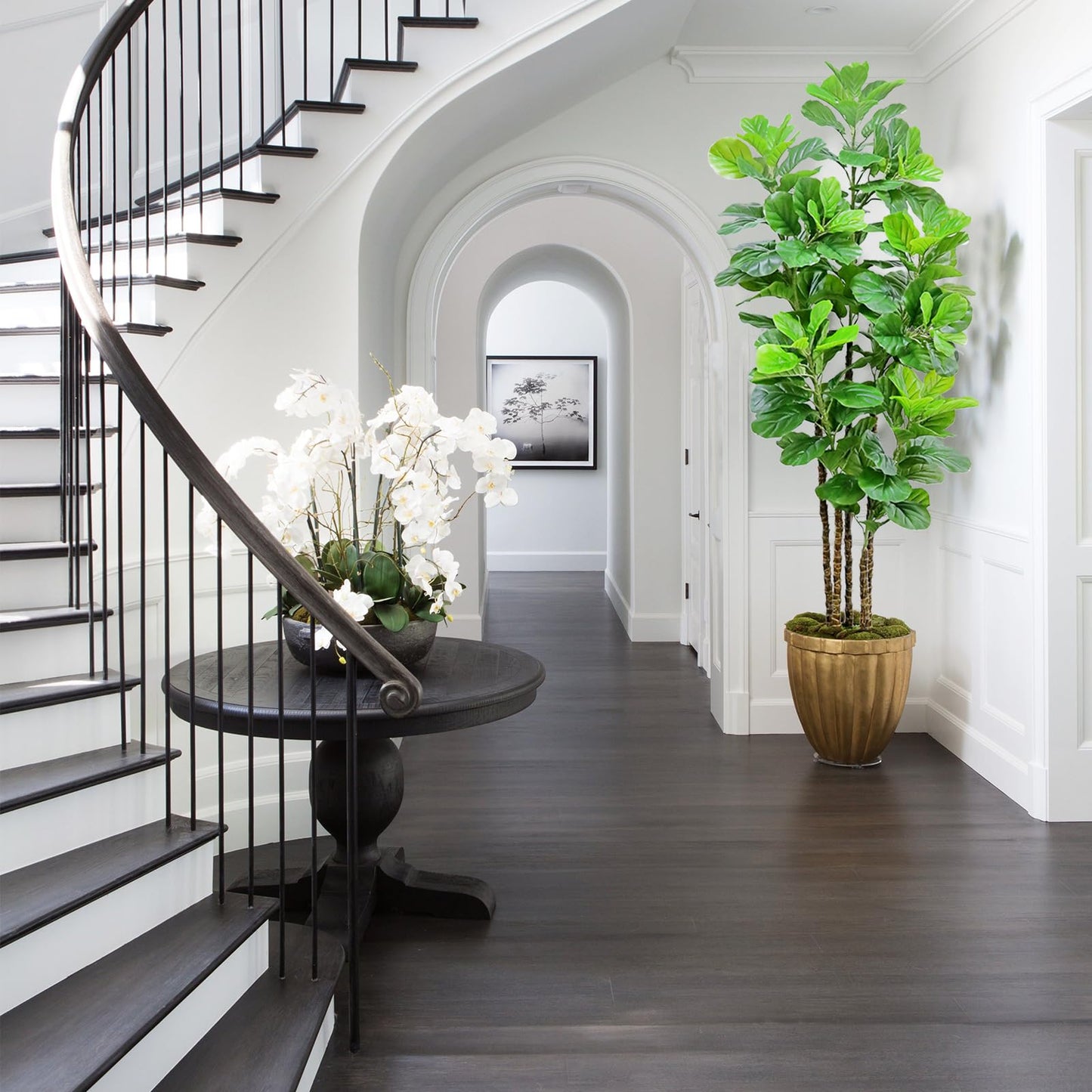 7ft Artificial Fiddle Leaf Fig Tree with Woven Seagrass Plant Basket, Fake Tree Indoor Faux Plant for Living Room Office Floor Home Decor (84 in-2Pack)