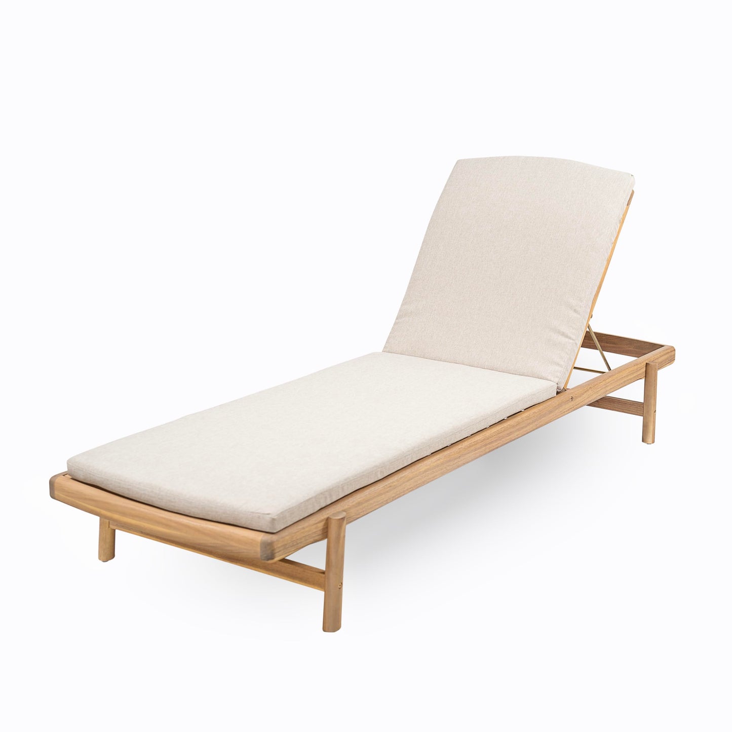 Christopher Knight Home Brolen Acacia Wood Chaise Lounge Chair Outdoor Set of 4, Patio Outdoor Chaise Lounge with Cushions, Adjustable Backrest Lounge Sofa, Wooden Sunbathing Pool Lounger, Teak+Beige
