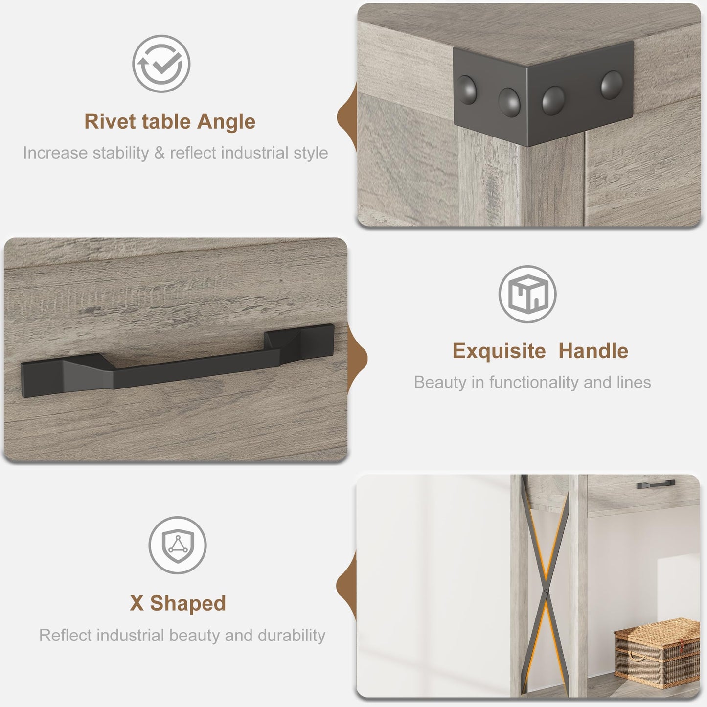 IDEALHOUSE Console Table with 2 Drawers, Farmhouse Entryway Table with Storage Shelf, Accent Wood Sofa Table for Living Room, Hallway, Foyer-Grey (WCT001)