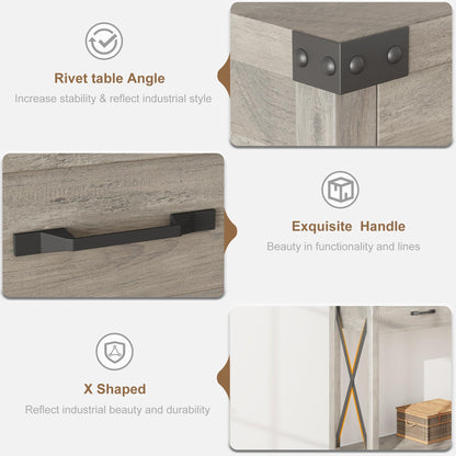 IDEALHOUSE Console Table with 2 Drawers, Farmhouse Entryway Table with Storage Shelf, Accent Wood Sofa Table for Living Room, Hallway, Foyer-Grey (WCT001)