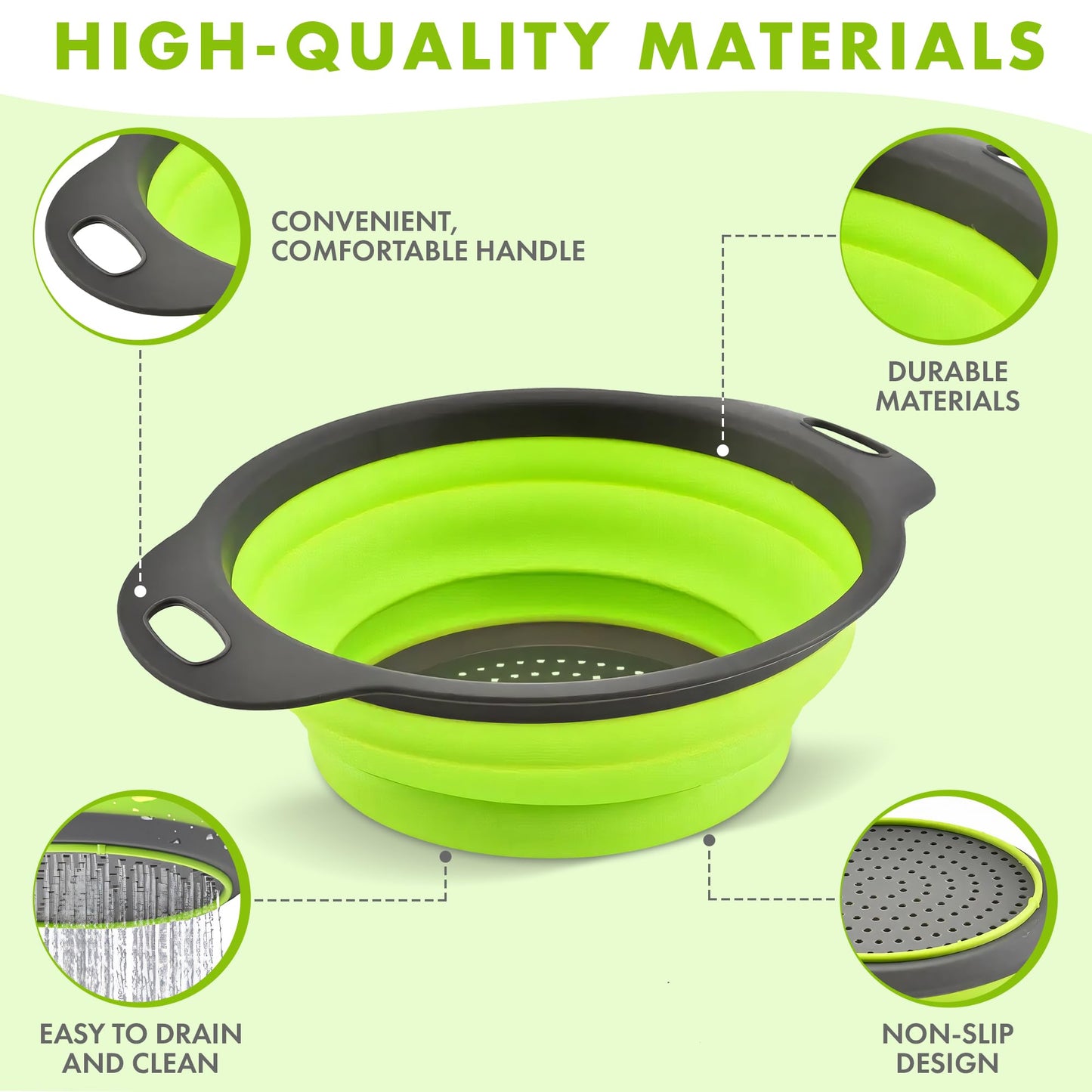 Silicone Collapsible Colander Sink Colander Collapsible Camping Versatile Collapsible Strainer Sink strainer basket over Sink Strainer (Red Green Blue)