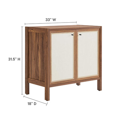Modway Capri 33 Inch Sideboard Walnut, Hallway or Entryway Storage Cabinet with Doors, Mid-Century Modern Buffet Table or Credenza for Living or Dining Room