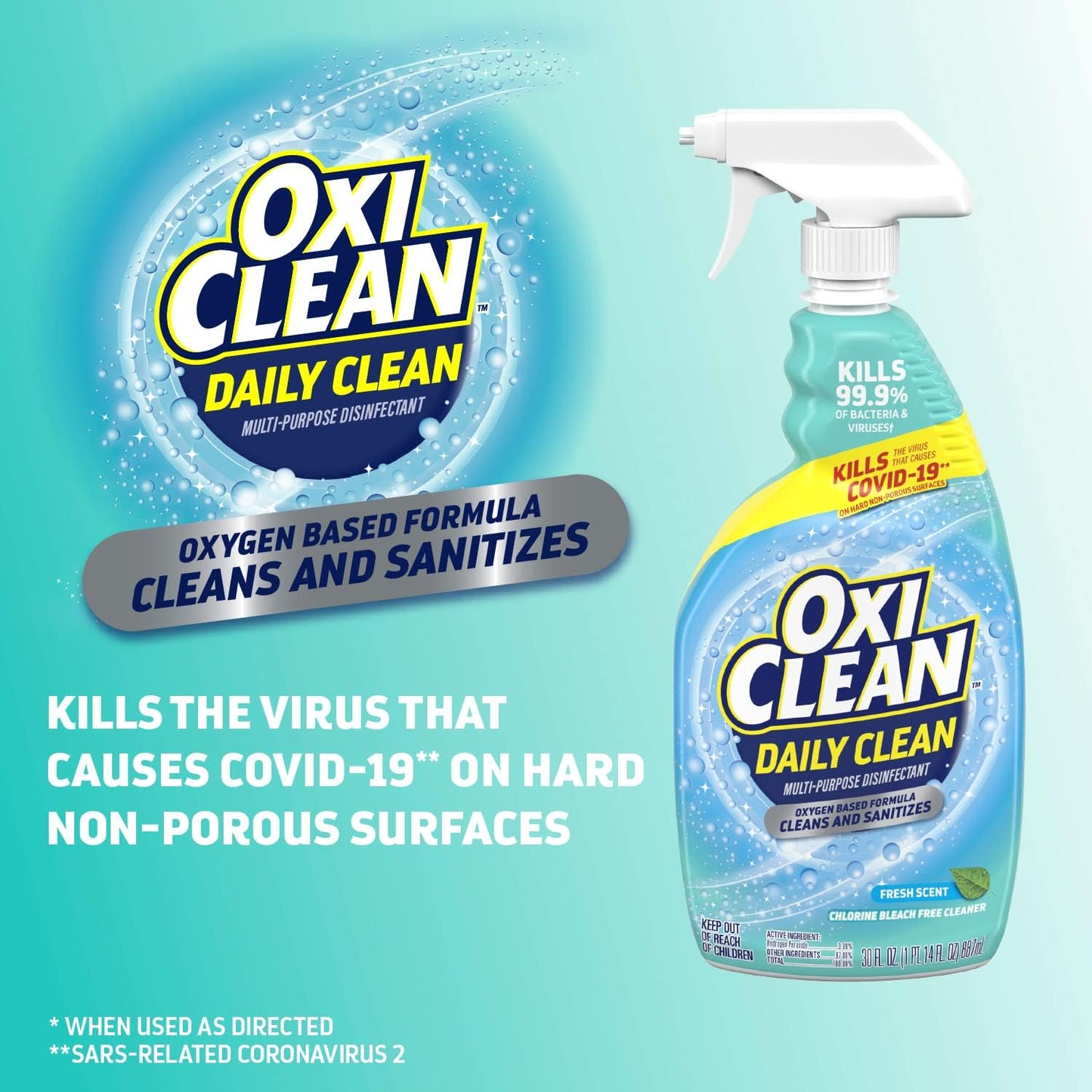OxiClean Daily Clean Multi-Purpose Disinfectant - Powerful 30 oz Spray | Pack of 2