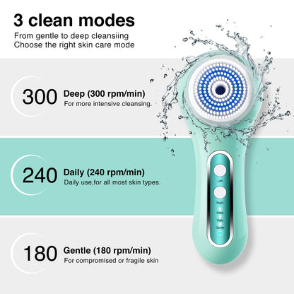 Face Scrubber Exfoliator,Facial Cleansing Brush Rechargeable IPX7 Waterproof with 5 Brush Heads,Electric Face Spin Brush for Exfoliating, Massaging and Deep Cleansing