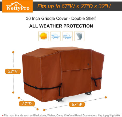 NettyPro Griddle Cover - Waterproof Heavy-Duty Protection for 36" Blackstone Griddle | Brown