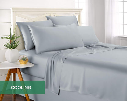 Pure Bamboo Full Bed Sheet Set - Luxuriously Soft & Cooling 100% Organic Viscose | Sterling Blue, 2-Year Quality Promise