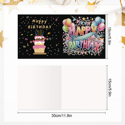 antor 6 Pcs 5D Diamond Painting Greeting Card Kits, Laser Effect Diamond Art Birthday Cards Special Shaped Diamond Art Postcards Crafts for Birthday Holiday (30x15cm)