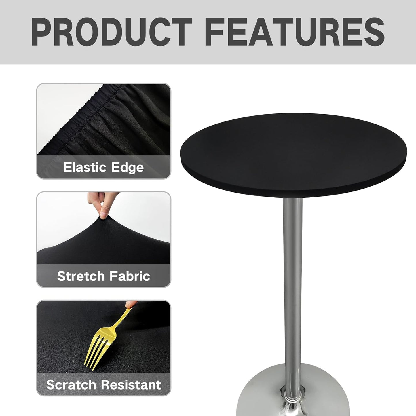24 Inch Small Round Fitted Table Cover Cocktail Table Topper Cap Elastic Tablecloth Stretch Spandex Tables Cloth