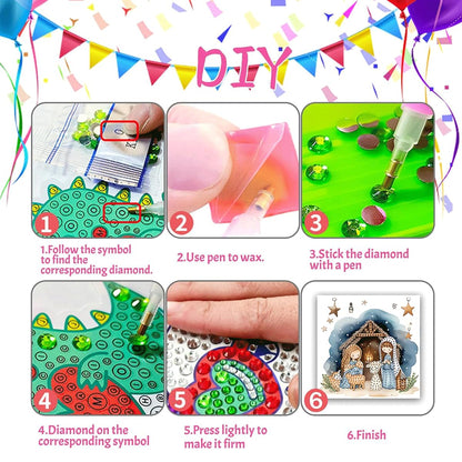 LSQFS 6Pcs Diamond Painting Greeting Cards Kits for Adults, 5.9"x 11.81" DIY Foldable Cards with Envelopes & Diamond Art Tools, Creative Diamond Art for Birthday Holiday Blessing
