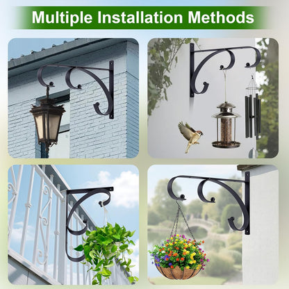 Skiennix 10-Inch Plant Hangers - Decorative Iron Hooks for Indoor/Outdoor Plants | 4-Pack
