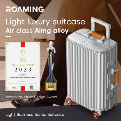 ROAMING 20 Inch Carry-On Luggage Durable All Aluminum Hardshell Suitcase - Zipperless Luggages Airline Approved with 360° Spinner Wheels, TSA Lock USB Port, Smart Organizational Pockets
