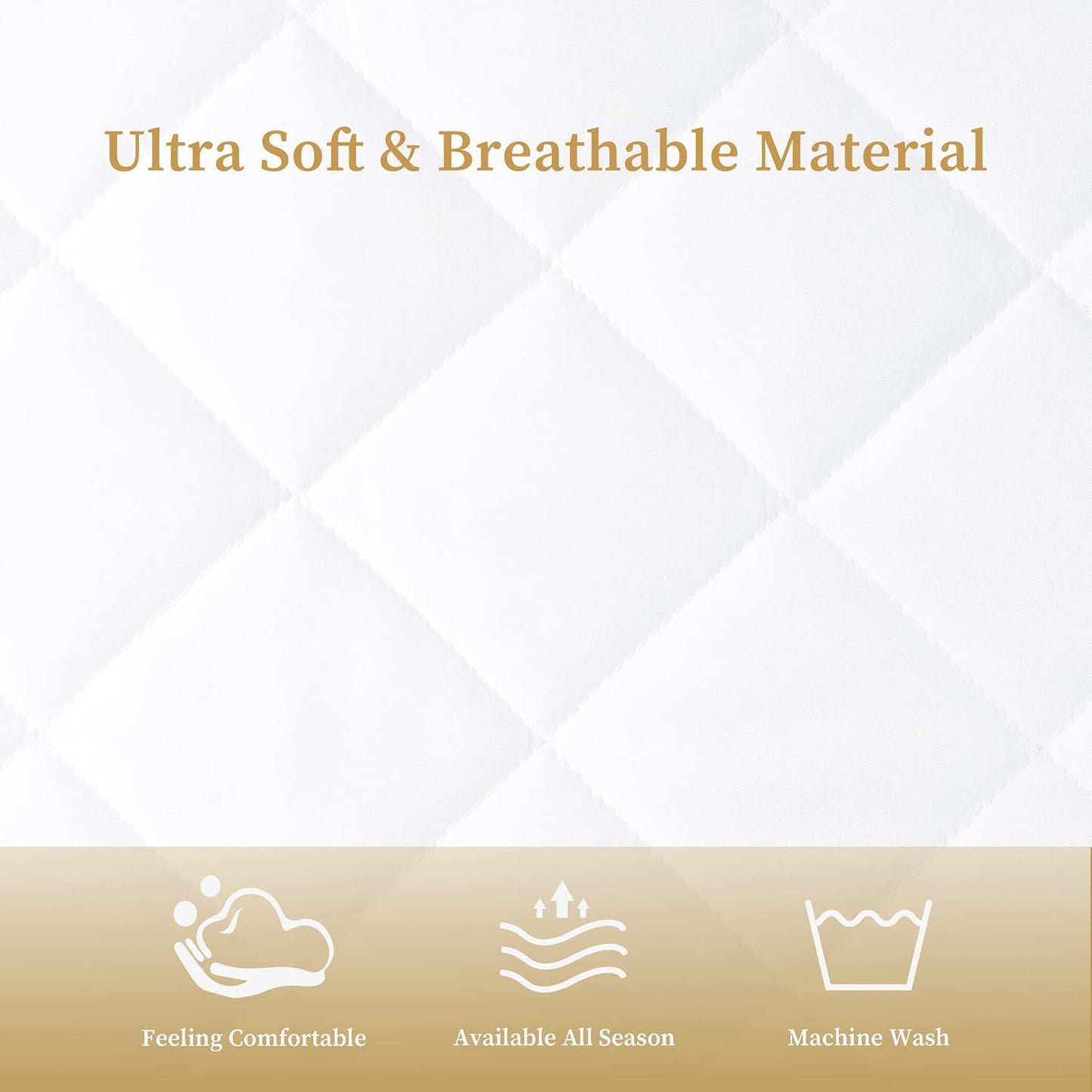 18'', Quilted Fitted Twin Mattress Pad Cover, Waterproof Mattress Protector, Deep Pocket Elastic Fits Up to Breathable