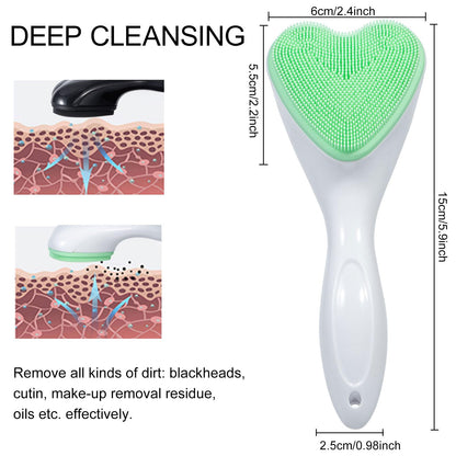 2 Pack Silicone Face Scrubber Exfoliating Brush, Manual Handheld Facial Cleansing Brush Blackhead Scrubber, Soft Bristles Waterproof for Face Skincare (Round-Pink)