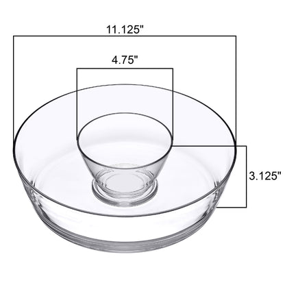 Amazing Abby - Charlie - Plastic Chip and Dip Bowl, Clear Serving Platter, Unbreakable Party Appetizer Tray, BPA-Free, Dishwasher-Safe, Great for Chips, Salsa, Veggies, Snacks, and More