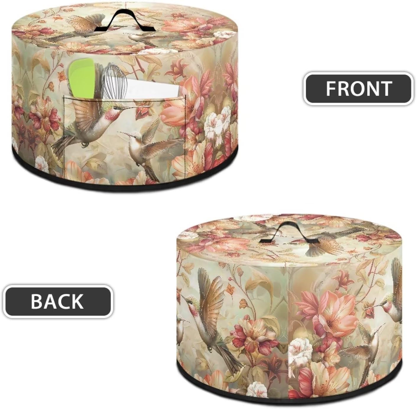 Hummingbird Flower Crock Pot Cover for 6 7 8 Quart Slow Cooker, Dust Cover to Keep Kitchen Appliances Clean