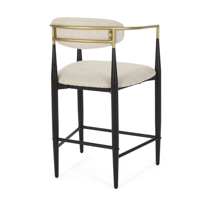 Merax 25" Fabric Upholstered Counter Stools with Backrest and Metal Frame Footrest,Set of 2,Modern Barstools