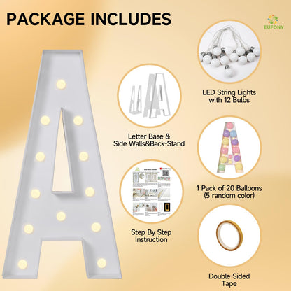 eufony Marquee Letters 4 Feet Tall, 4 FT Marquee Light Up Letters, Giant Light Up Letters 4FT for Birthday Party Baby Shower Gender Reveal Graduation Decorations, Letter N with LED Lights DIY Kit
