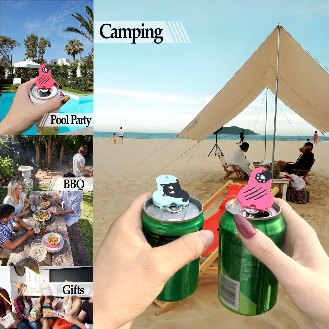 1Pc Pumpkin2 Soda Can Opener and Cover,Easy Soda Tab Opener with Stylish Drink Protectors for Long Nails,Reusable