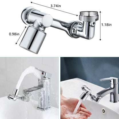 1080°Swivel Faucet Extender, Sink Water Faucet Aerator Extension in Brass, Swivel Robotic Arm Bathroom Faucet Extender, Kitchen Rotating Extension Filter with 2 Mode Splash