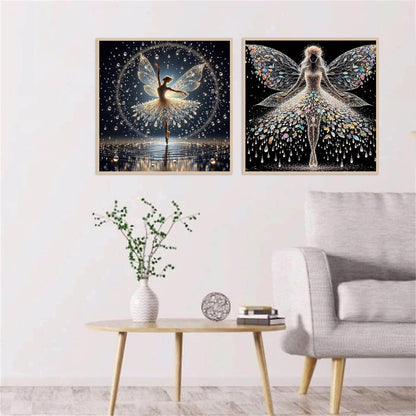KYOQFVN 2 Pack Angel Diamond Painting Kits for Adults, 5D Colourful Angel Wings Fairy Diamond Art Kits for Adults, Round Full Drill Gem Art Painting Kits for Wall Decor 14x14 Inch