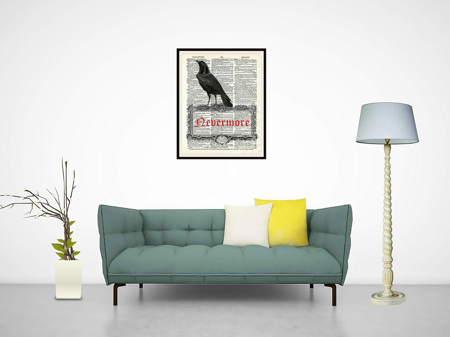 Set of 4 Edgar Allan Poe Art Print Posters - Raven and Tell Tale Heart on Ephemera Dictionary Page (8 x 10")
