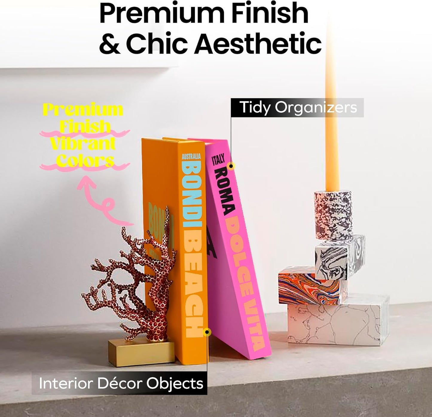 Set 4 of Decorative Storage Books, Aesthetic Hollow for Preppy Room Decor, Bookshelf Decor, and Coffee-Table Books