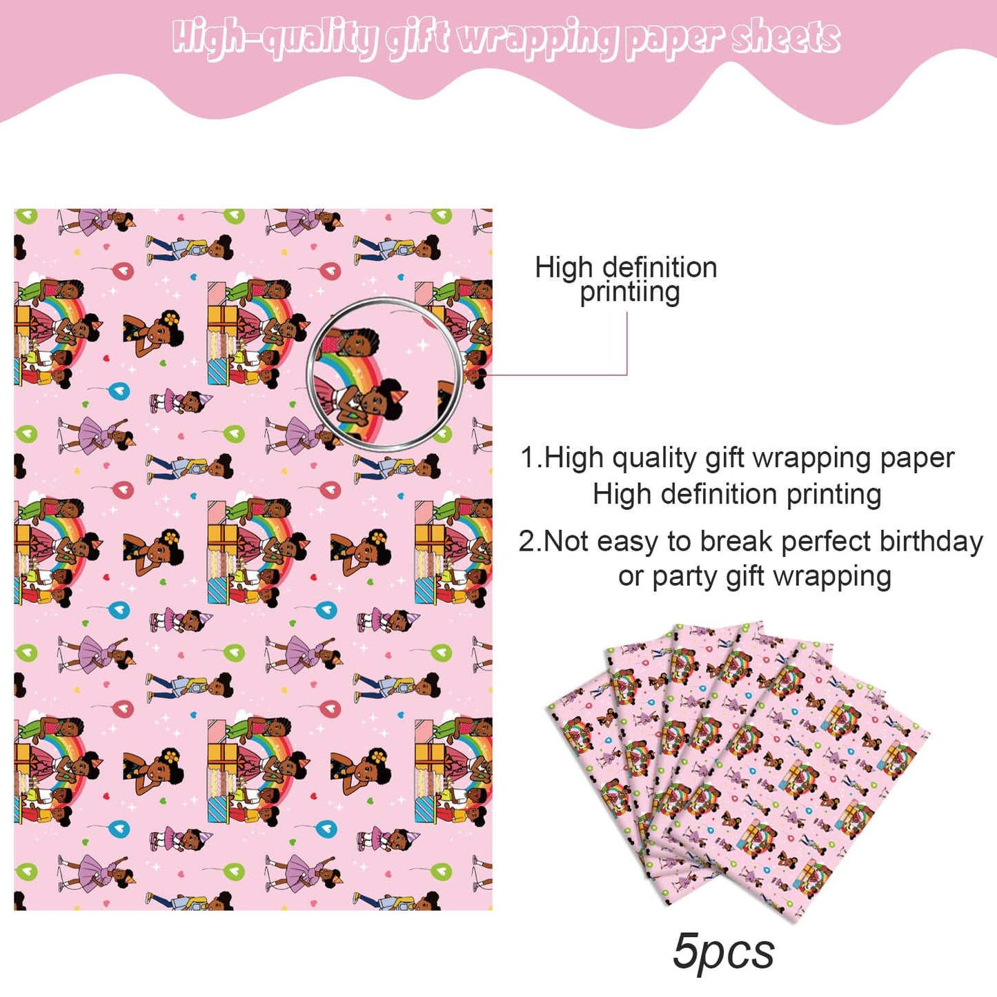 Fuyhiuous 4Pack Gracies Gift Wrapping Paper 20" x 30" Kraft Paper Wrapping Paper Sheets Pack for Kids Birthday, Gracies Corner Party Decoration