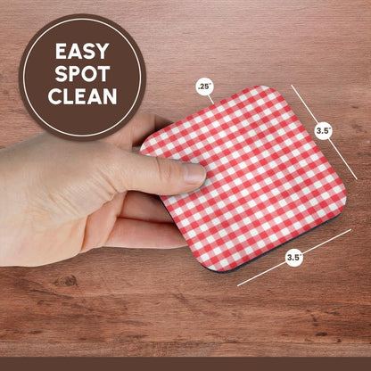 3dRose Red and White Gingham Pattern - Rustic Italian Kitchen Dining Theme - Soft Coasters, Set of 8 (CST_113016_2)