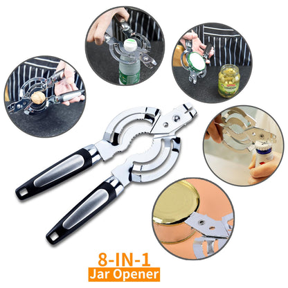 Topoem Jar Opener, Multi Jar Openers for Seniors, Stainless Steel Jar Lid Opener, Bottle Opener for Seniors with Arthritis, Weak Hands