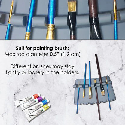 Acopelo 2 Pack Silicone Paint Brush Holders, Large Paint Brush Rest with 6 Slots, Suitable for Watercolor, Oil, Acrylic Painting Brushes (Grey)