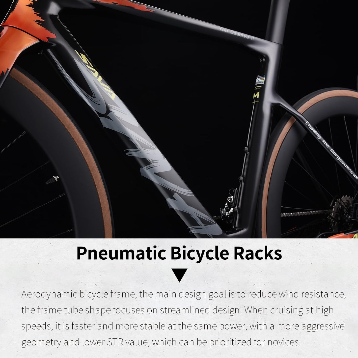 SAVADECK Carbon Fiber Road Bike, Hydraulic Oil Disc Bike with Carbon Fiber Frame and Wheelset, Lightweight Full Carbon Racing Bicycle with Shimano R7120 24S Shift Set for Adults(Twilight-Orange,47cm)