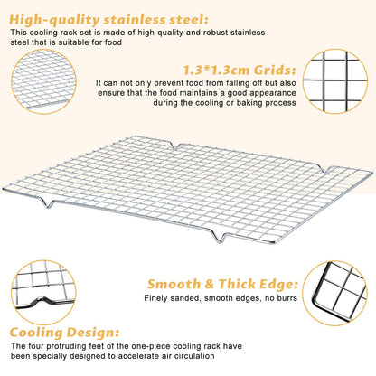 Gymdin Baking Sheet with Cooling Racks - Carbon Steel Cookie Sheets for Baking [2 Sheets + 2 Racks], Nonstick Baking Pans, Perfect for Baking, Roasting, and More, Size 17 x 11 x 0.5 Inches