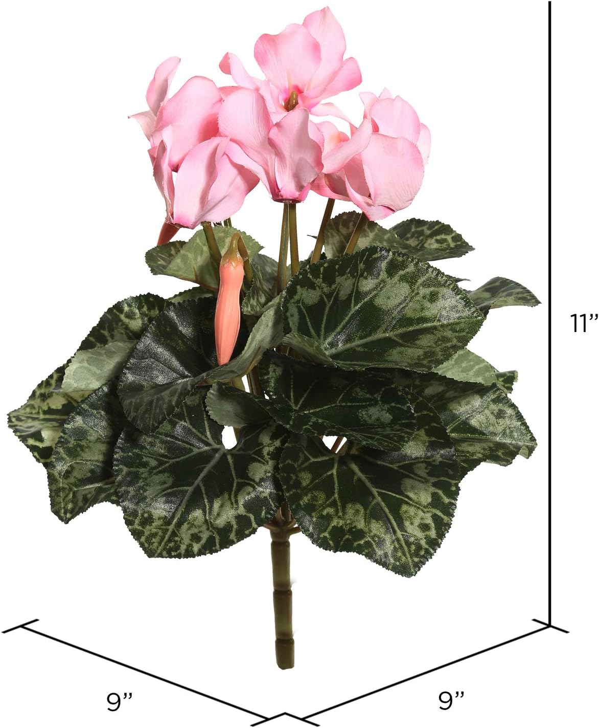 Vickerman Everyday Artificial Light Pink Cyclamen Bush - 11" Long - Premium Faux Floral Decor for Wedding or Everyday