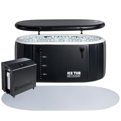 Albott Cold Plunge Tub with 1HP Chiller, Inflatable Ice Bath Tub with App Control, UV/Ozone System, Insulated Lid & Wheels, Full-Body Recovery Tub for Athletes, 150 Gal, 59"x32"x28"