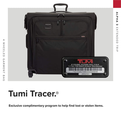 TUMI - Alpha Extended Trip 4 Wheeled Garment Bag - 4-Wheeled Clothing Bag for Hanging Suits, Dresses & Coats - With TSA Lock - Black
