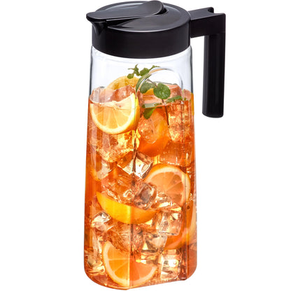 Amazing Abby - Slim - Tritan Pitcher (64 oz), Unbreakable Plastic Water Pitcher with Lid, BPA-Free, Heat-Resistant, Dishwasher-Safe, Great for Both Iced and Hot Drinks, Indoors and Outdoors, Black