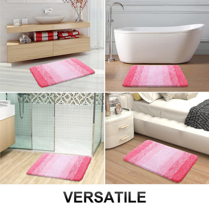 OLANLY Bathroom Runner Rug - Extra Soft Microfiber Mat, Quick Dry & Washable - 59x24, Pink