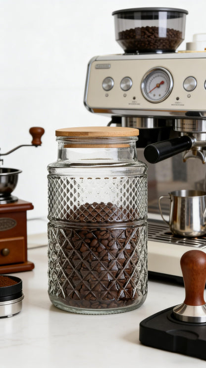 Large Glass Storage Jar, 60 FL OZ Glass Food Storage Containers with Bamboo Lid, Kitchen Containers Cereal Canisters Decorative Jar for Candy Snack Cookies Coffee Tea Nuts Airtight Jars