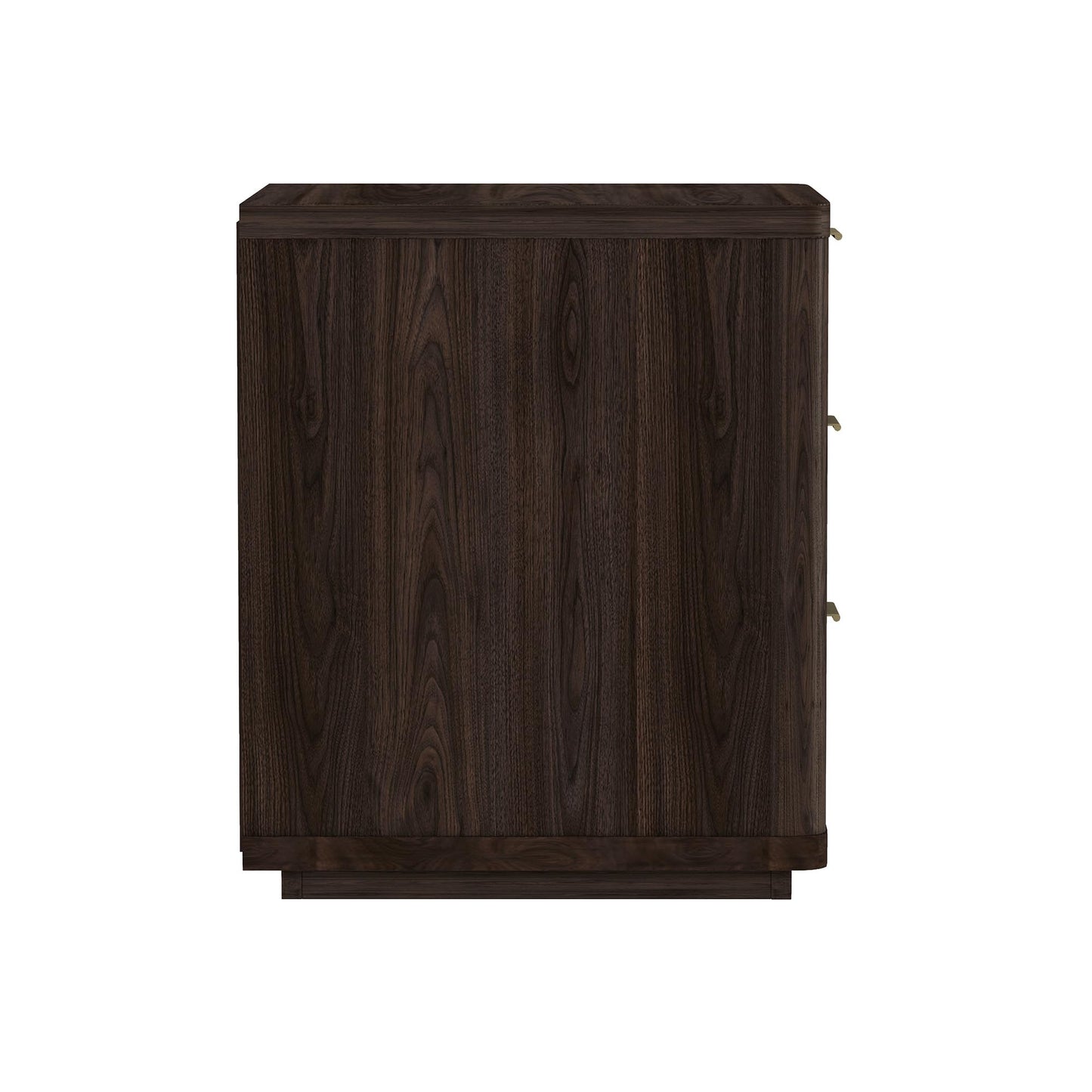 Manhattan Comfort Evelyn Set of 2 Nightstands with Full Extension Drawers, Minimalist Bedside Table with Rounded Corners and Raised Base, Modern Night Stand for Bedroom, or Living Room in Brown