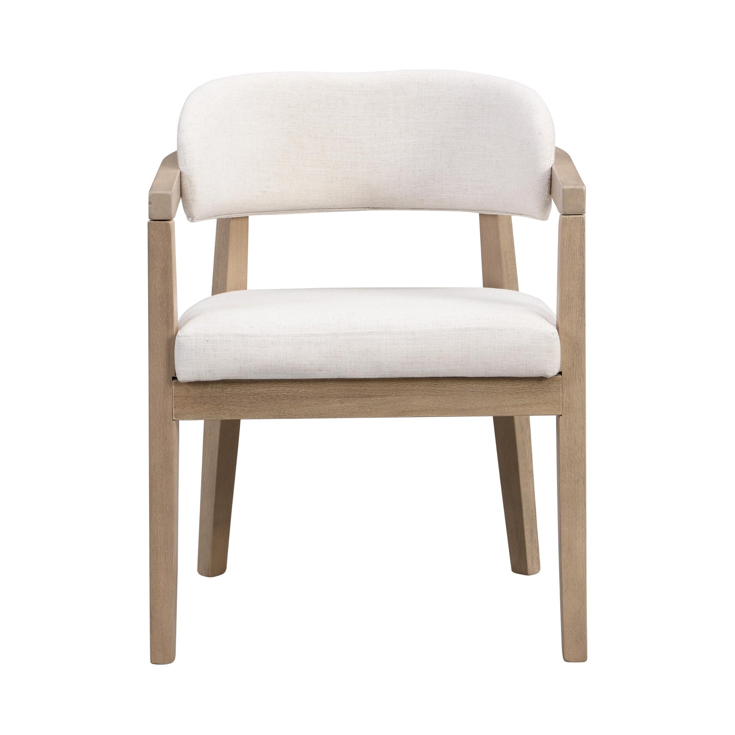 Christopher Knight Home Set of 2 Lanford Fabric Upholstered Dining Chairs, Curved Backrest Kitchen Side Chair, Soft Padded Seat&Back Cushion, Solid Wood Armchair, Ergonomic Extra Seat,Beige+Light Ash