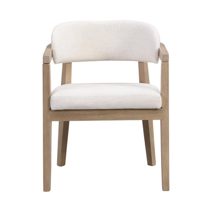 Christopher Knight Home Set of 2 Lanford Fabric Upholstered Dining Chairs, Curved Backrest Kitchen Side Chair, Soft Padded Seat&Back Cushion, Solid Wood Armchair, Ergonomic Extra Seat,Beige+Light Ash